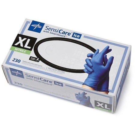 Medline SensiCare Ice, Disposable Gloves, 2.8 mil Palm, Nitrile, Powder-Free, XL, 230 PK, Voilet Blue MIIMDS6804